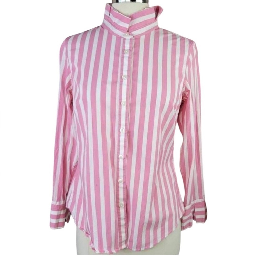 Banana Republic Pink and White Striped Shirt